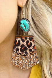 Creative Leopard Sequined Splicing Rhinestone Earring