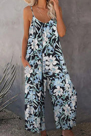 Temperament Elegant Printing Loose Bat Sleeve High Waist Jumpsuit