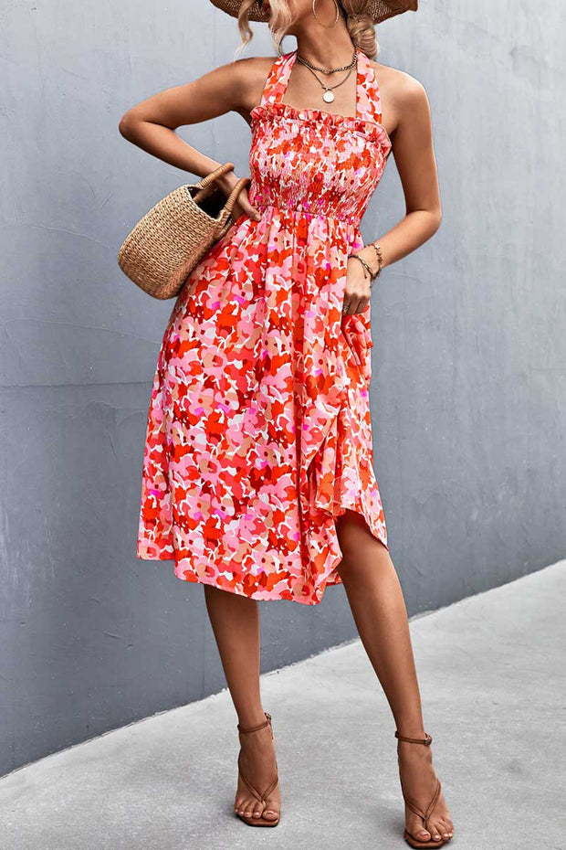 Women’s Print Casual Sleeveless Bohemia Beach Halter Dress