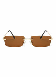 Square Lens Metal Temple Rimless Sunglasses