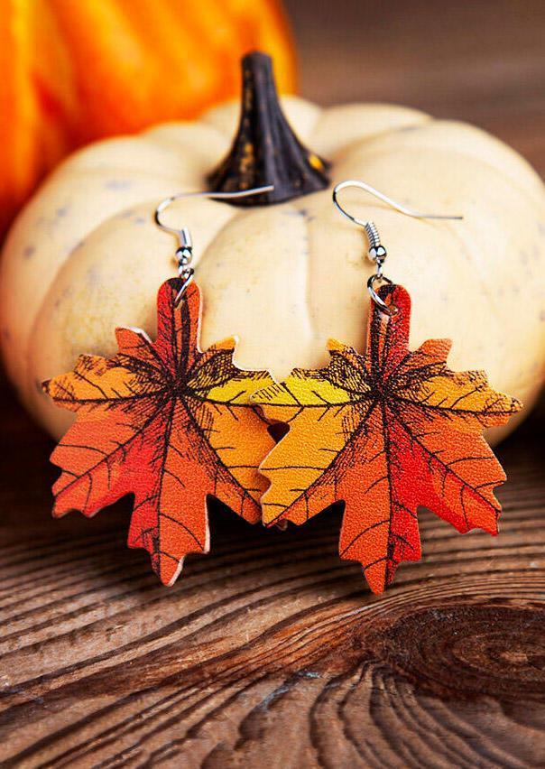 Maple Leaf Plaid Leather Earrings