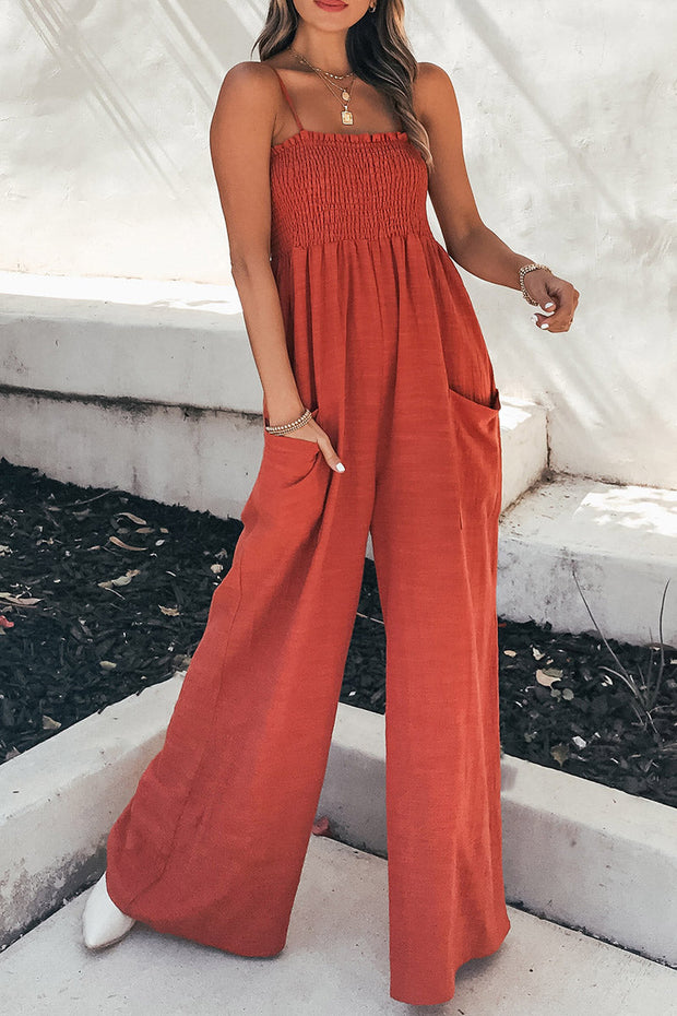 Solid Color Stay A While Gauze Casual Jumpsuit