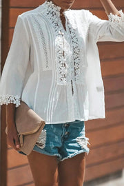 Straight Lace Patchwork White Shirt